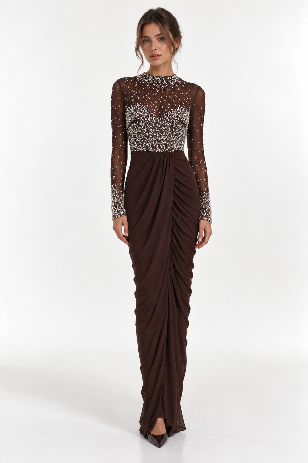 Robe perle & drapé
