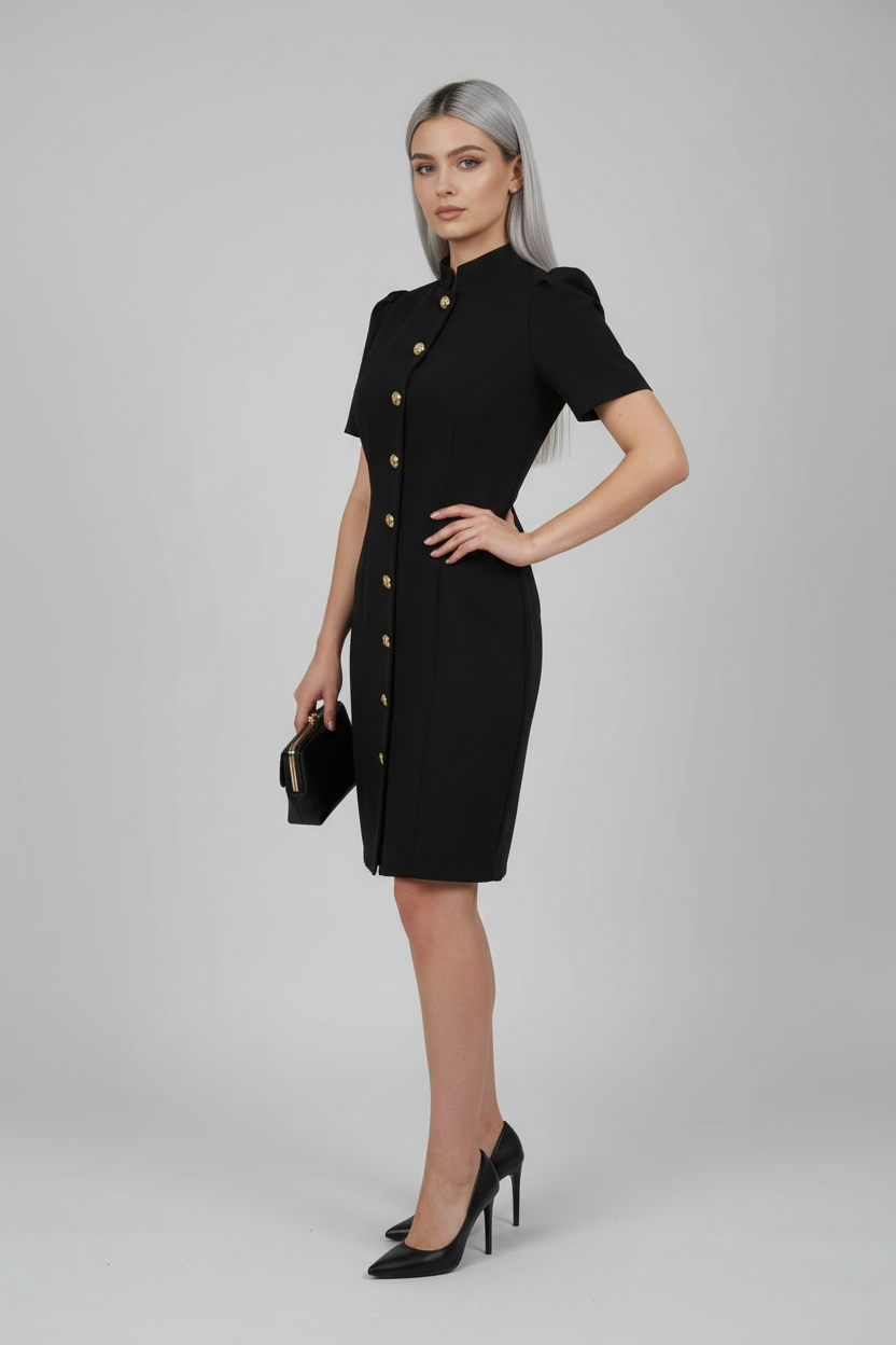 Robe Chic à Bouton doré