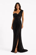 Robe Longue Sequin Col Bateau Noir