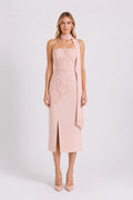 Robe Bustier en Dentelle Florale Rose
