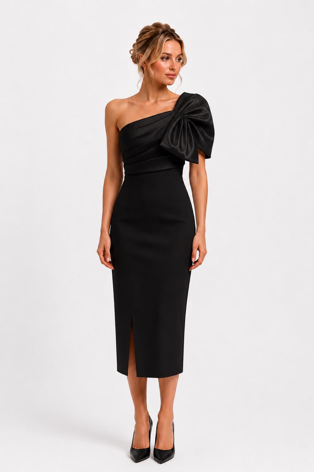Robe Midi Noeud Papillon Noir