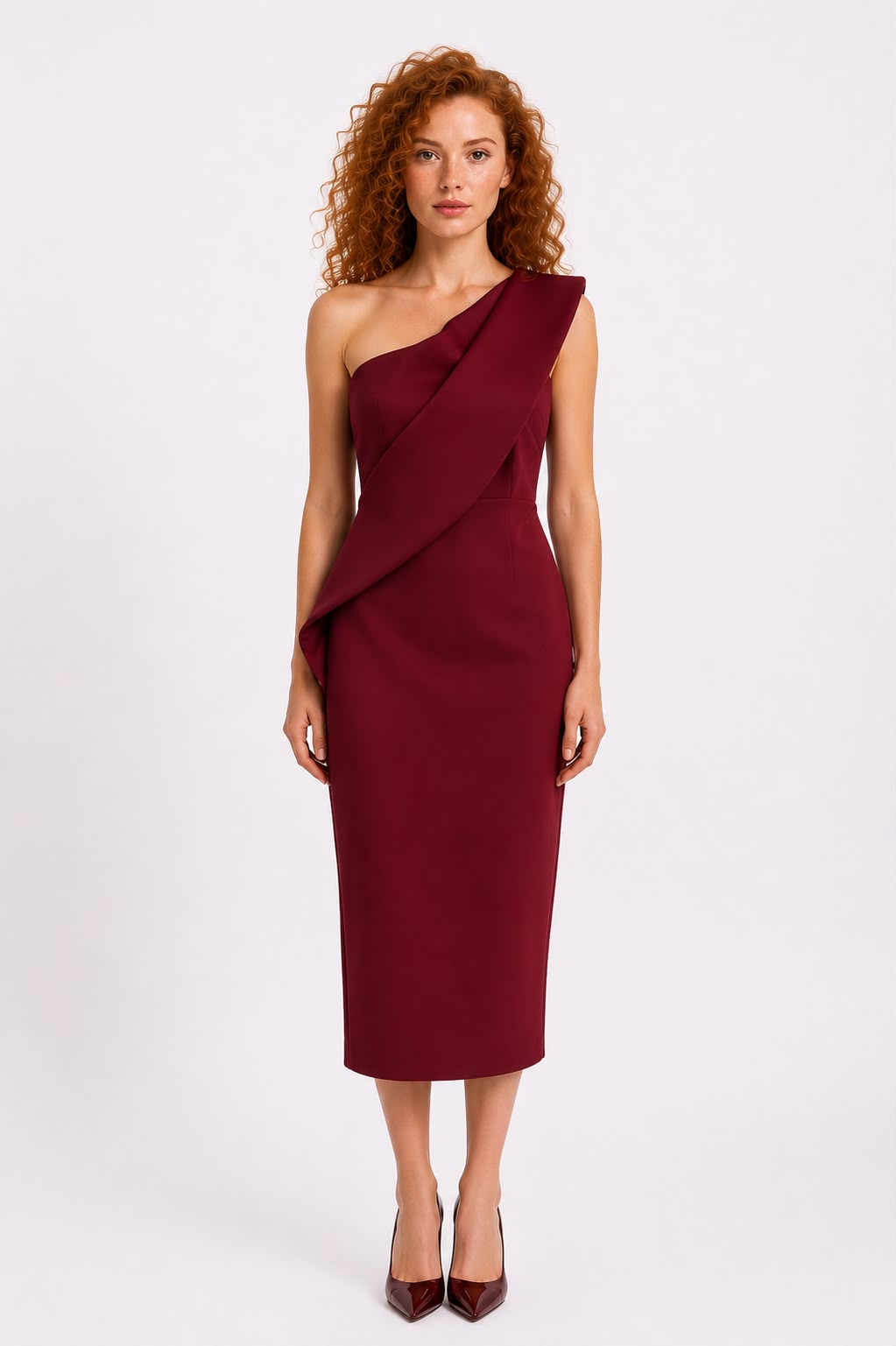 Robe Midi Assymétrique Bordeaux