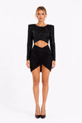 Robe Courte à Sequins Noir
