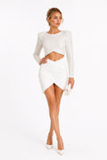 Robe Courte à Sequins Blanc