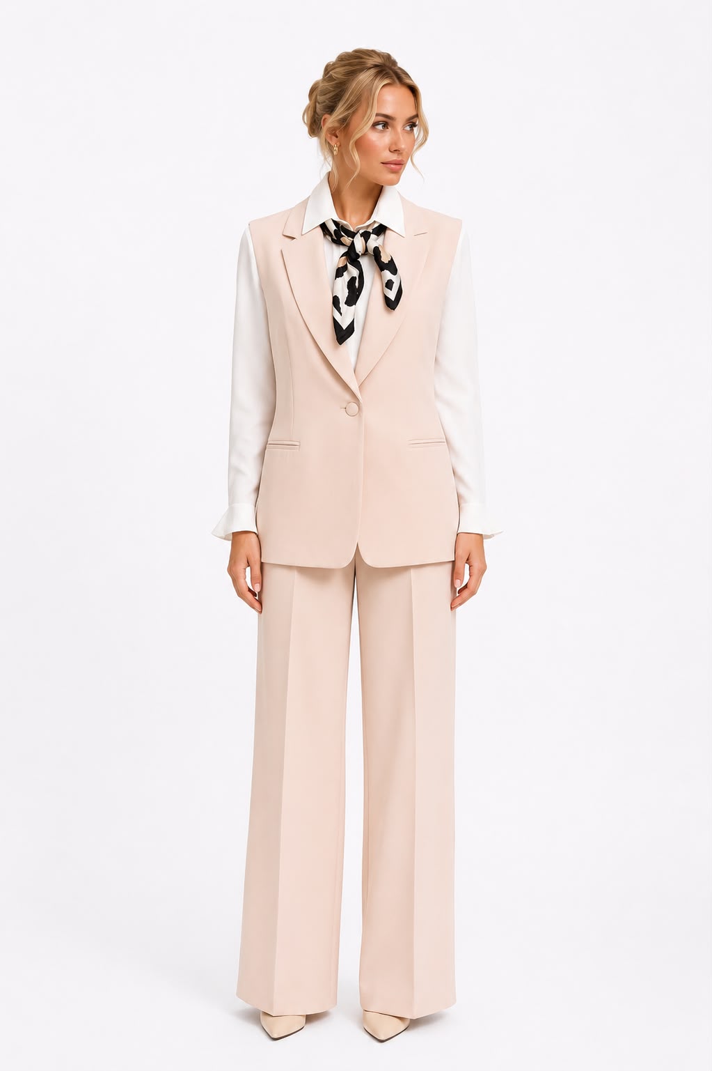 Ensemble Tailleur Sans Manches Rose Poudré