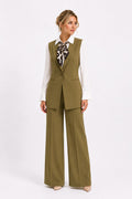 Ensemble Tailleur Sans Manches Vert Kaki