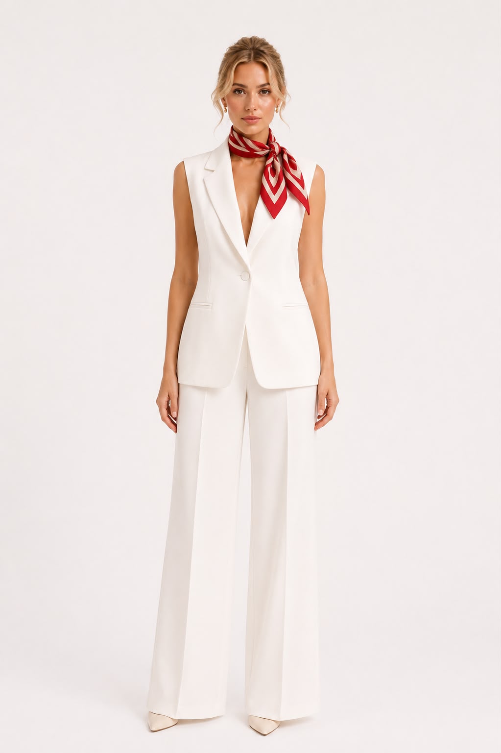 Ensemble Tailleur Sans Manches Blanc