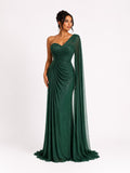Robe en Mousseline Drapée Vert